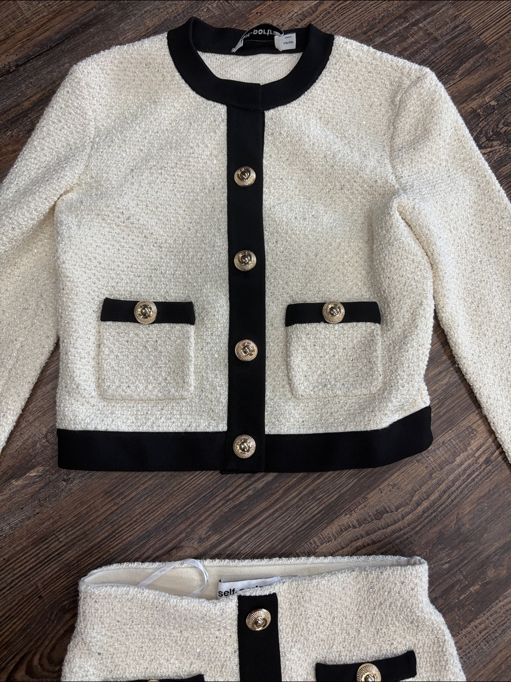 Self Portrait Cream Tweed Skirt/ Blazer Set - Picture 5 of 7